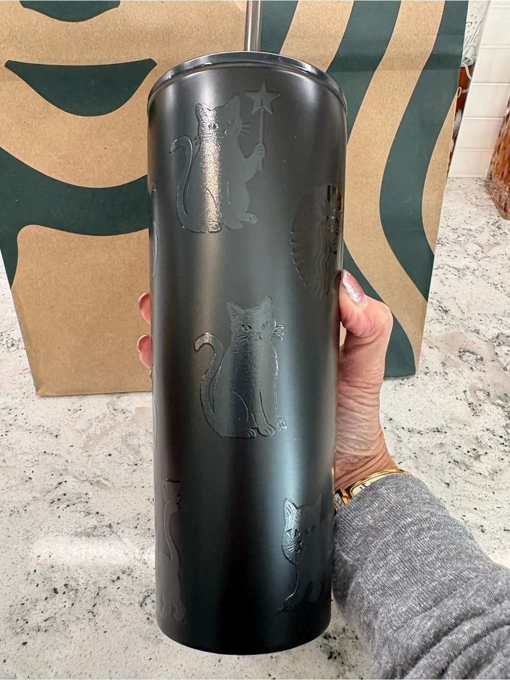 Starbucks Black Cat Tumbler Glow in the Dark 2026 Halloween SS Tumbler. NWT.HTF